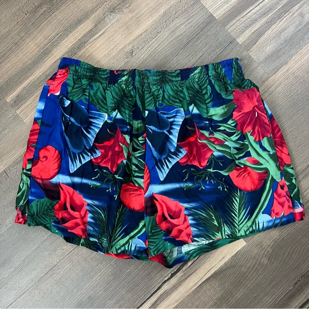NWT Vintage 90s Y2K Gottex Men's Hawaiian Floral Print Swim Trunks Blue Size L